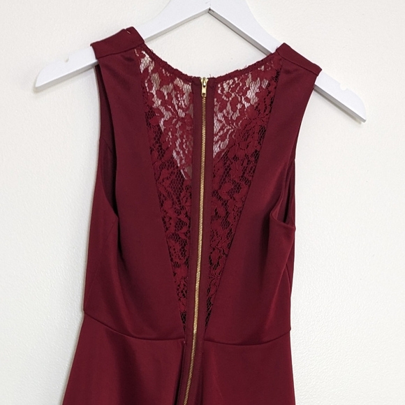 Altar'd State Burgundy Red Fit And Flare Small Dress Lace Back Detail - Picture 10 of 10